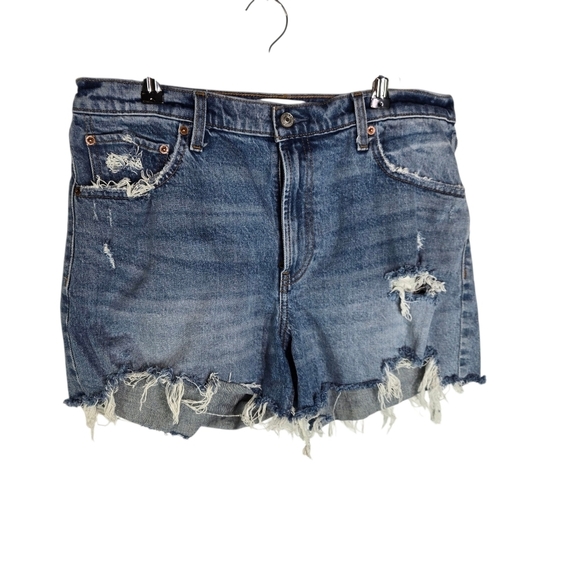 Abercrombie High Rise 4" Short Distressed Denim Jean Shorts - Picture 1 of 6